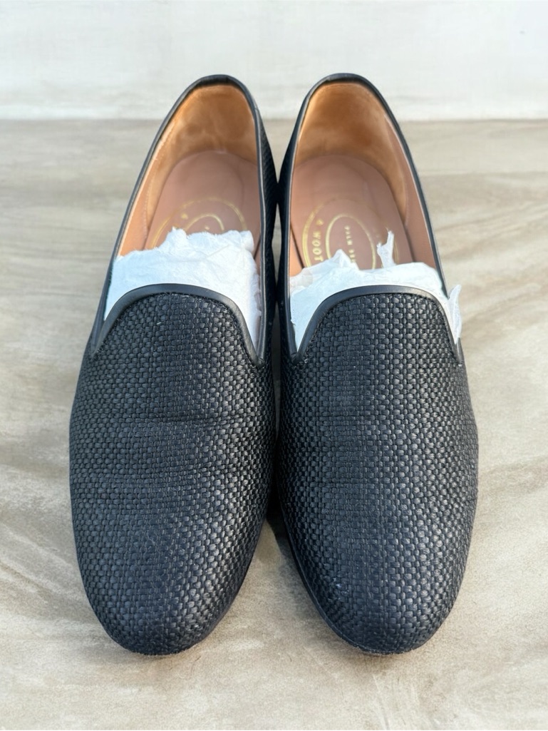 Stubbs & Wootton Raffia Noir Slipper